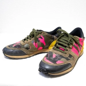 9.0US Valentino Men Shoes Camo Pattern Sneakers Pink Yellow Khaki Black Limited - Picture 1 of 10