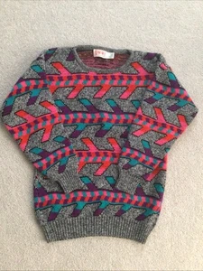 VTG GAMIN Men's Multicolor Abstract Geometric Sweater Sz S Grandpa Crosby USA - Picture 1 of 9