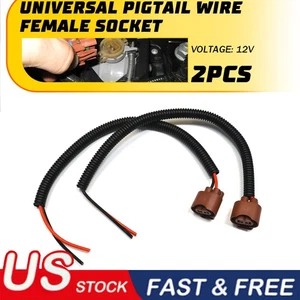 Wire Pigtail Female U 9006 HB4 Two Harness Fog Light Socket Connector Lamp Bulbs - Foto 1 di 9