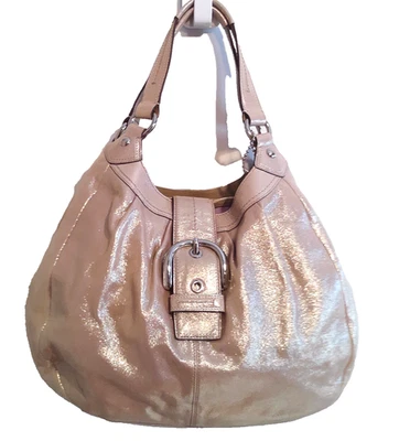 Bolso de Hombro Hobo Coach SoHo Lynn Metálico Dorado Brillante F15075 Excelente Estado Foto 1 de 4