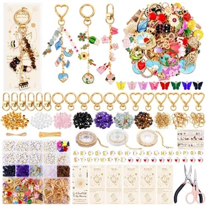 Kit para hacer llaveros de 907 piezas, kit de dije de bolsa con 5 tipos de piedras de cristal, 34... - Imagen 1 de 7