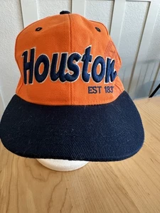 Jinx Head Wear Houston Texas Snapback Baseball Cap Hat Orange Navy Seal Adjust - Picture 1 of 5