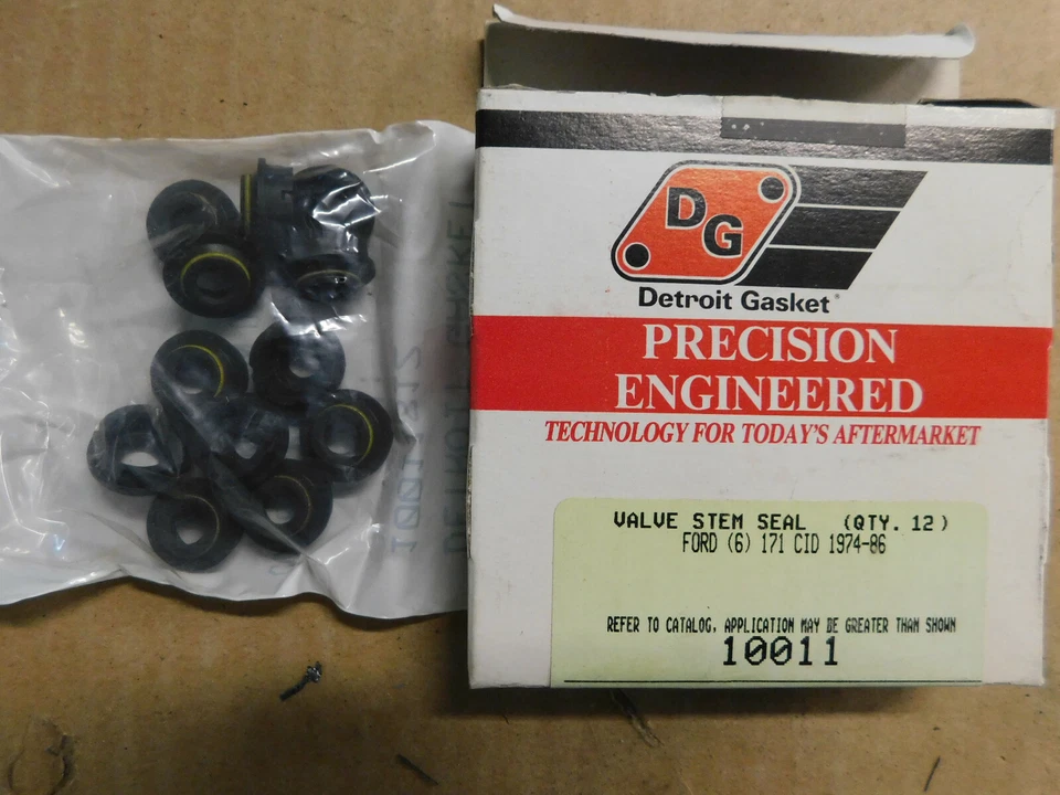 Detroit 10011 Valve Stem Seals Set of 12 For 1974-86 Ford 171 CID 2.8L V6 Cyl - Image 1 of 1