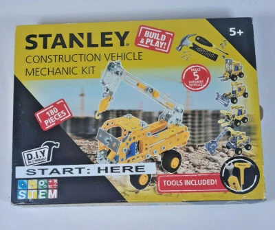 Stanley Construction Vehicle Mechanic Kit, Build & Play 180 Pieces, New Open Box - Image 1 of 4