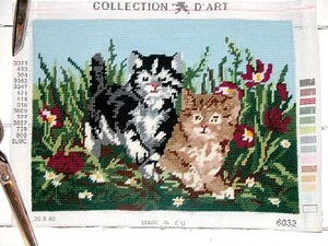 SKILLFULLY COMPLETED COLLECTION D'ASRT - KITTENS PANEL 8 3/4" X 11 3/4" - Picture 1 of 4