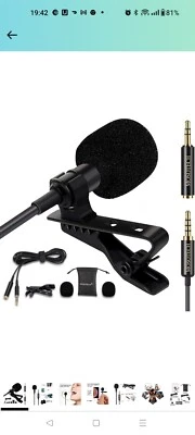 Lavalier Microphone, 3.5mm Clip On Lapel Mic Omnidirectional Condenser... - Image 1 of 4