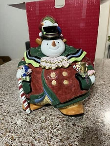 Fitz and Floyd Essentials Snowman Cookie Jar Fitz & Floyd Very Beautiful - Picture 1 of 11