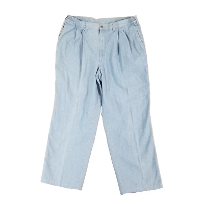 Calça jeans Savane Dad cáqui chino masculina 36x28 azul jeans conforto cintura retrô - Imagem 1 de 4