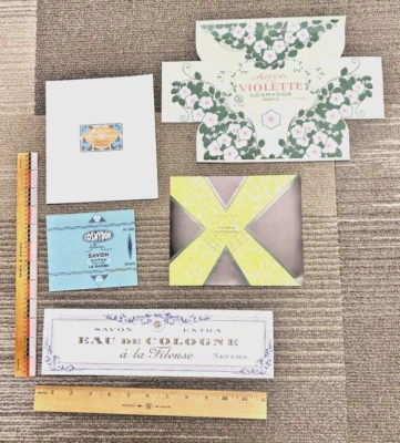 Antique Late 1800-1920's French Plus Perfume & Soap Original Labels Floral Gold - Image 1 of 4