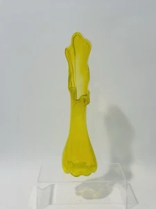 Vintage MCM große 14,5" 5 Finger hellgelbe Glas geschwungen Vase Cadmium leuchtend - Bild 1 von 14
