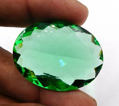 80 Cts 1 Pcs Lab Created Emerald Oval Cut Loose Gemstone 30X40 MM P-1401 - Image 1 of 2