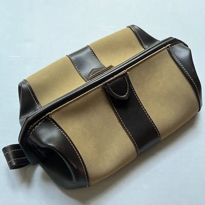 Dopp Kit Doctor Style Toiletry Bag Travel Case Faux Leather Suede Lined Frame - Image 1 of 4