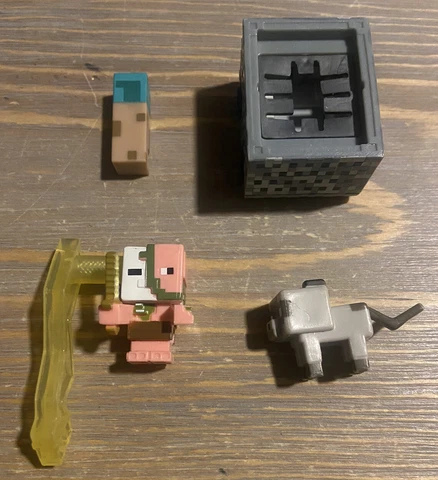 Minecraft Hot Wheel Cart, Zombie Pigman (sword) &  Siamese Cat Mini Figure Lot Cover