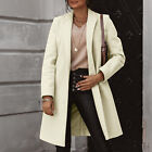 Women's Faux Wool Thin Coat Trench Jacket Ladies Slim Long Overcoat Outwear