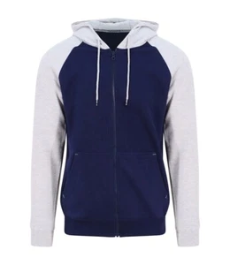 New Mens AWDis Baseball zip hoodie. Navy/Heather Grey size M. C1648. - Picture 1 of 2