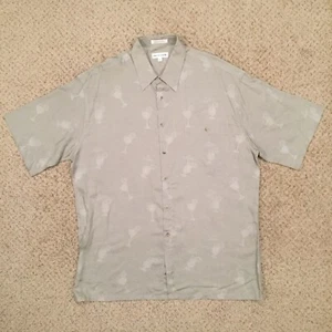 Pierre Cardin Shirt Mens Large Green Cocktail Short Sleeve Button Up  - Picture 1 of 9