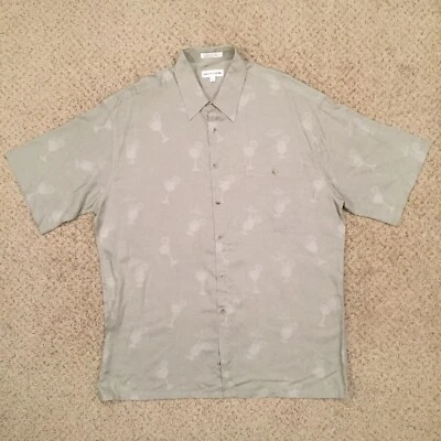 Pierre Cardin Shirt Mens Large Green Cocktail Short Sleeve Button Up  - Image 1 of 4