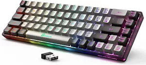 65% Wireless Gaming Keyboard, Rechargeable Backlit Grey-Black - Picture 1 of 6