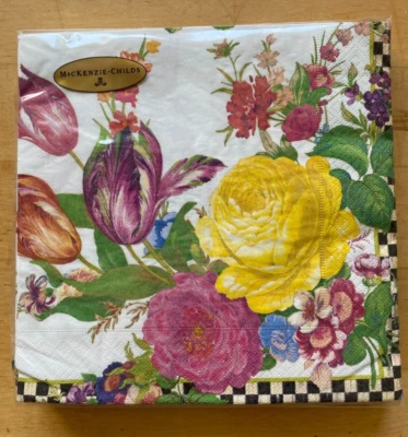 Servilletas de papel blanco para invitados Mackenzie Childs Flower Market nuevas en paquete Foto 1 de 2