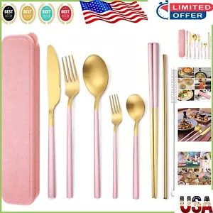Elegant 6-Piece Stainless Steel Flatware Set - Portable & Eco-Friendly Cutlery - Picture 1 of 10