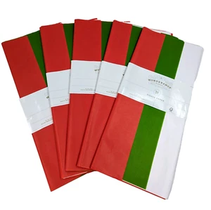 150 fogli di carta velina natalizia solida rossa verde e bianca 16,5” x 24” Wondershop - Foto 1 di 9