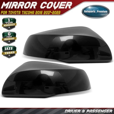 Par de tapas de espejo retrovisor negro liso para Toyota Tacoma 2016-2023 con luces de señalización Foto 1 de 4