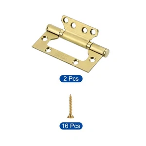 2 Stück 4x3 Zoll Türscharniere mit Schrauben Einsteckfest Geräuschlos Schrauben Gebürstet, Gold - Bild 1 von 6