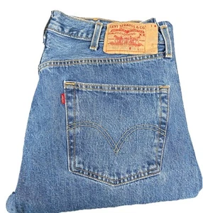 Levis 501 Button Fly Denim Men's Jeans Straight Leg Regular Fit Size 38 - Picture 1 of 17