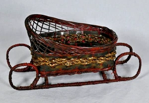 Vintage 1970s Wicker Sleigh Basket Christmas Holiday Decor - Picture 1 of 7