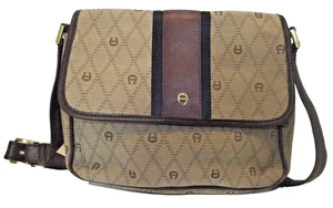 Vintage Light Brown Etienne Aigner Canvas Signature Cross Body Shoulder Bag - Picture 1 of 14