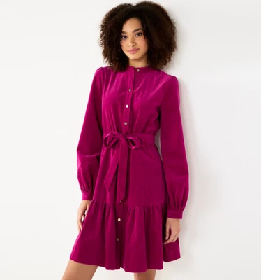 Mini Camisa Vestido Draper James Pana Volantes Fucsia XS Foto 1 de 4