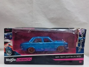 MAISTO Design 1/24 1971 Datsun 510 Tokyo MOD Blue 32527 - Picture 1 of 4