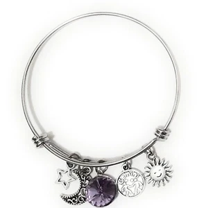 GEMINI Zodiaco JUNIO Mes de Nacimiento Acero Inoxidable Brazalete Expandible Dije Pulsera - Imagen 1 de 4