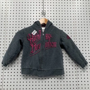 Harley Davidson Motorcycle Zip Hoodie Gray Youth Pink Girls Size 5 15x15.5 - Picture 1 of 16