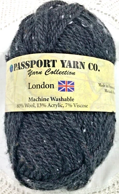 Wool Blend Yarn Worsted Weight Dark Gray Tweed London By Passport Yarn Company - Image 1 of 4