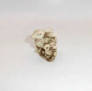 Vintage Mama und Baby Hase sitzend zusammen Figur Figur Mexiko 1,5 cm - Bild 1 von 10