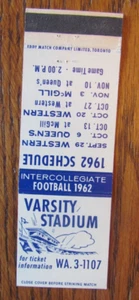 FÚTBOL CUBIERTA LIBRO DE PARTIDOS: 1961 UNIVERSIDAD DE TORONTO CALENDARIO MATCHCOVER -D9 - Imagen 1 de 2