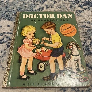 Doctor Dan Bandage Man Little Golden Book 1950 Vintage Band-Aid - Picture 1 of 5