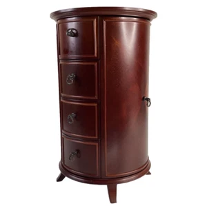 Bombay Redondo Madera de Cerezo Joyería Armario Organizador Cajones Collar Ganchos 14.25" - Imagen 1 de 9