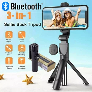 Smartphone Handy Selfie Stick Bluetooth Stativ Teleskop Stange mit Fernbedienung - Bild 1 von 18