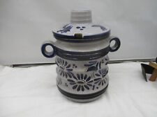 Vintage Keramik Rumtopf Bowletopf „Steingut Blau/Grau“ Handbemalt – 32x19 cm
