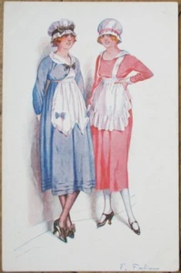 Risque 1920 French Postcard, Fabiano Artist Signed, Parisiennes en Bonnets Women - Picture 1 of 1