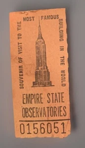Vintage Empire State Building Observatories Ticket Souvenir Stub 80er Jahre - Bild 1 von 2