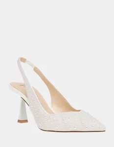 NUEVO Zapato de tacón Betsey Johnson Clark para mujer marfil estrás punta talla 9 W - Imagen 1 de 8