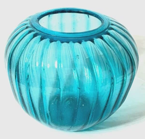 Vintage hand-blown art glass Table Melon Vase Bowl Light blue - Picture 1 of 4