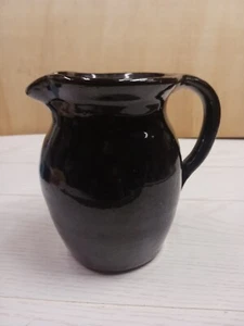 Vintage Round Brown Glazed Pottery Clay Pitcher 7" - Picture 1 of 4