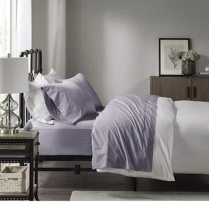 Madison Park 200 Thread Count Cotton Peached Percale Sheet Set - Picture 1 of 2