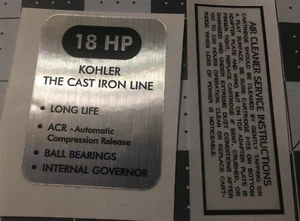 Kohler Engine 18-hp John Deere, Cub Cadet, Denise, black and silver set 2 - Imagen 1 de 2
