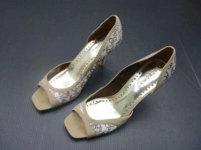 BCBGirls размер 9 женщин коричневый/белый нейлона 3» каблуки заглянуть носок насос туфли 2F - Изображение 1 из 4