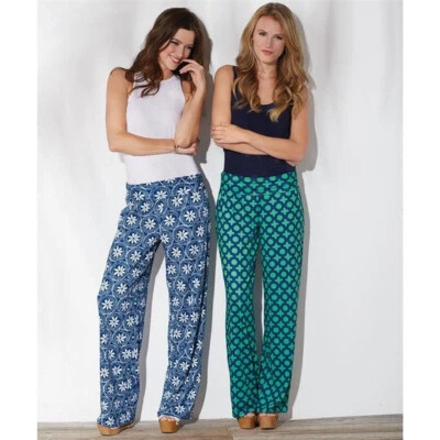 Women's Mud Pie Palazzo Casual Lounge Pants Sz SMALL Navy/Green - Image 1 of 4